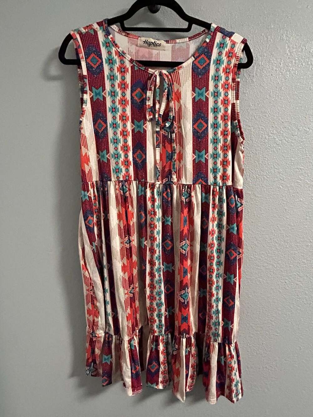 Haptics by Holly Harper Midi Dress Size M Aztec Print Tiered Sleeveless